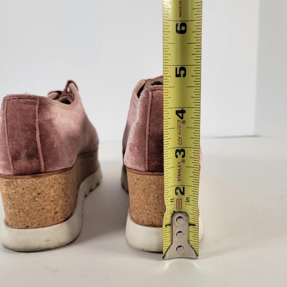 STEVE MADDEN Pink KORRIE Velour Cork Chunky Heel Lace Up Shoes Women Size 5.5 - Picture 8 of 11